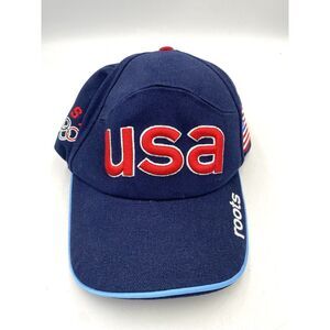 Vintage Roots Team USA Hat 2002 Winter Olympics Strapback OSFA Blue Lined Winter